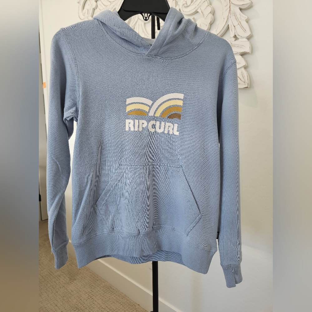 NWT Rip Curl Light Blue Hoodie W/Gold & White Logo Boy's Size Small (10) NWT